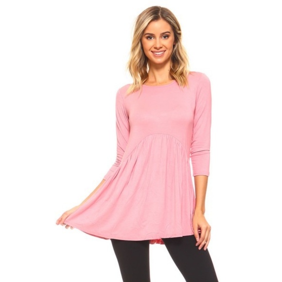 Tops - Women's Fit & Flare High Low Peplum Silhouette Top